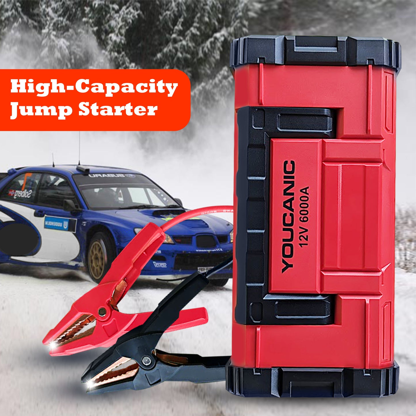 YOUCANIC Pro 6000A Jump Starter - Powerful Car/Motorcycle Battery Booster, Power Bank, & Smart Safety Features